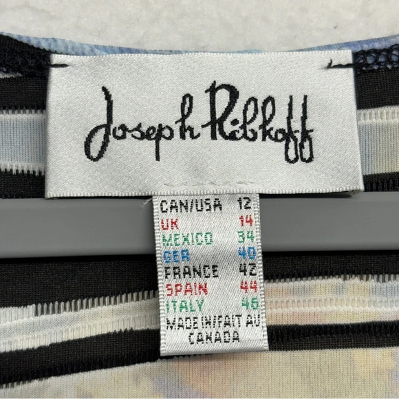 JOSEPH RIBKOFF 12 rainbow stripe wrap look stretch midi dress $259 - Picture 8 of 10